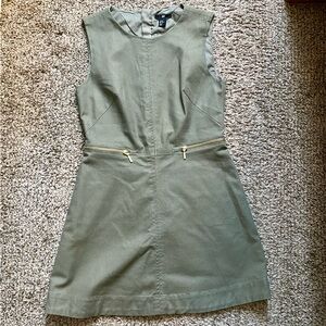 H&M Shoshanna Retro Army Olive Green Canvas Utility Style Dress Sleeveless 12, K